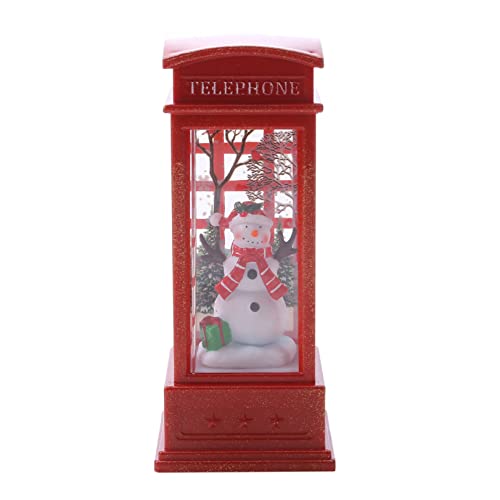 NUJUN Telefonzellen-Ornamente, Desktop-Ornamente, Nachtlampe für Weihnachtsdekorationen, leuchtendes Dekorationsgeschenk,Telefonzelle Schneemann Rot Cover