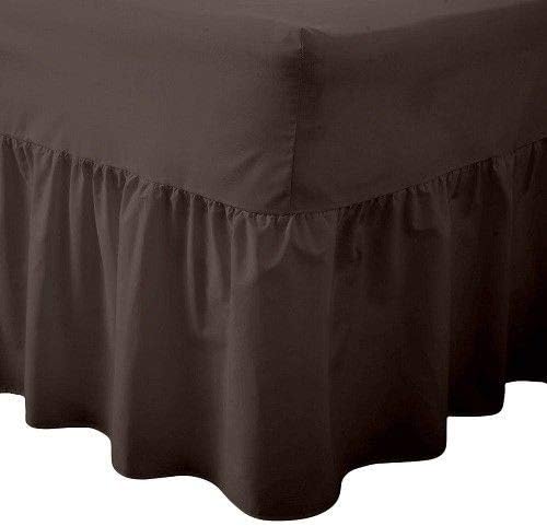 R&Z Luxury Plain Polycotton Percale Valance Fitted Sheet or Pillow Pair Cases (Pink, Double)