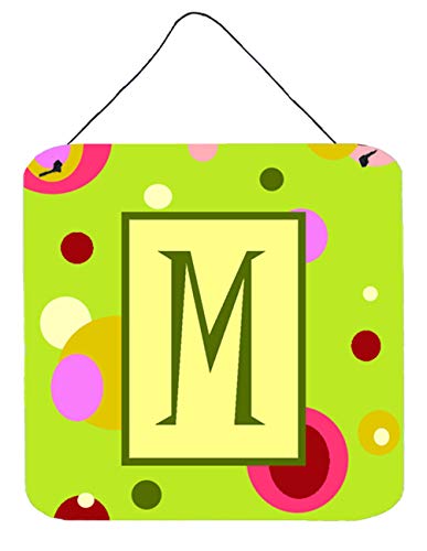 Caroline's Treasures CJ1010-MDS66 Letter M Monogram - Lime Green Wall or Door Hanging Prints Aluminum Metal Sign Kitchen Wall Bar Bathroom Plaque Home Decor, 6x6, Multicolor