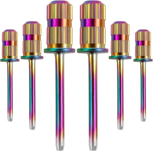6 brocas de uñas, bandas de lijado para eje de taladro de uñas de 3/32 pulgadas, brocas para uñas, broca de mandril para uñas, brocas de uñas para uñas acrílicas, manicura y pedicura (arcoíris)