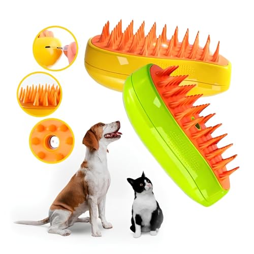 Escova Pet A Vapor 3 Em 1 Linha Premium Para Cães e Gatos - Autolimpante, Massagem e Remoção de Pelo