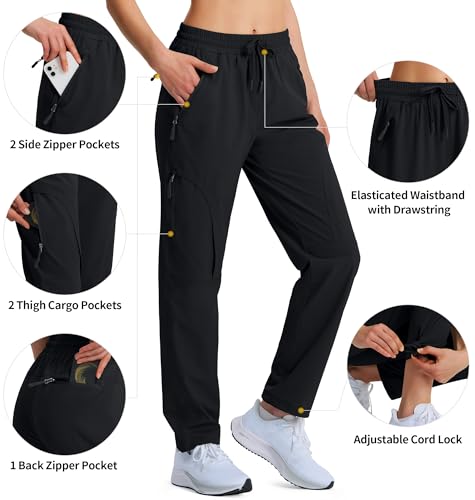 Women's Hiking Pants Quick Dry Lightweight Cargo Pants UPF 50 Water Resistant Zipper Pockets for Golf Travel Work Camping4