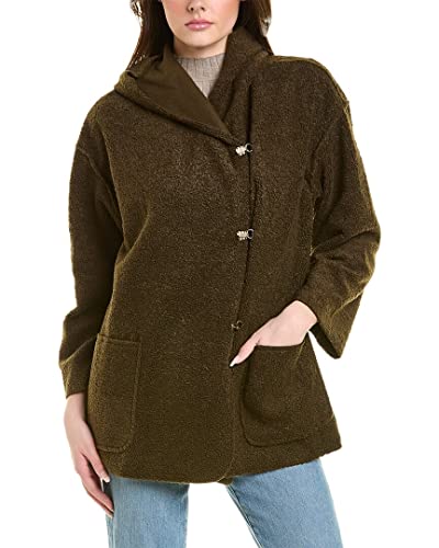 Max Studio Women's Hooded 3 Clasp Outerwear Coat, Cognac, Medium #TOP2