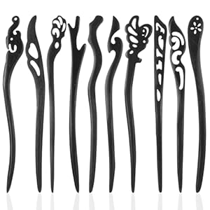 10 Pcs Vintage Hair Chopsticks, Wooden Hair Sticks for Women Japanese Hair Chopsticks Elegant Chinese Chignon Hair Pin Long Hairs Sticks for Handmade Buns Hanfu Pins for Girls Women