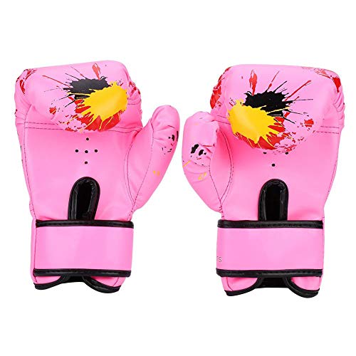Guantes de boxeo para niños de cuero Tbest, equipo de combate infantil de alta resistencia rosa 5