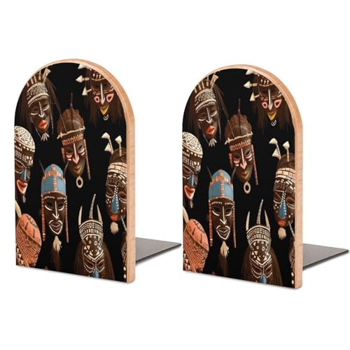 Sujetalibros de madera africano tribal económico y soporte universal estable 2