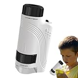 Tragbares Mikroskop für Kinder, wissenschaftliches Spielzeug, 60-120 x, mit LED-Licht und tragbarem Mikroskop, für Kinder, Mädchen, Jugendliche, Klassenzimmer, Garten, Schule