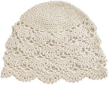 FAJIA Women Cotton Crochet Slouchy Beanie Hat Handmade Summer Floral Knitted Summer Caps for Women