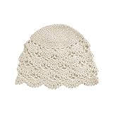 FAJIA Women Cotton Crochet Slouchy Beanie Hat Handmade Summer Floral Knitted Summer Caps for Women