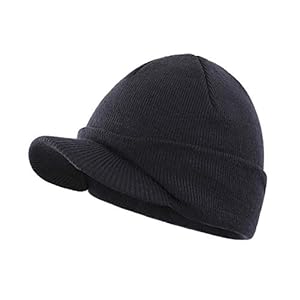 Home Prefer Men’s Winter Beanie Hat with Brim Warm Double Knit Cuff Beanie Cap