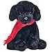 Bearington Cole Plush Stuffed Animal Black Lab Puppy Dog with Scarf, 6 inches