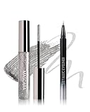 Colored Sliver Mascara Waterproof and Liquid Eyeliner Pen Set,Metallic Sliver Glitter Mascara Volume and Length,Long Lasting Voluminzing Shimmer for Eyelash & Eye Liner Makeup Duo -  Caedelfly