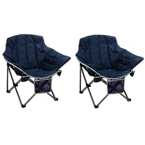 SUNNYFEEL Oversized Camping Chair, Folding Moon Saucer Chair, Padded Cushion, Heavy Duty for Adults 500 LBS, Portable Camp Lawn Chair with Storage for Lounge,Patio,Outdoor,Indoor,Porch