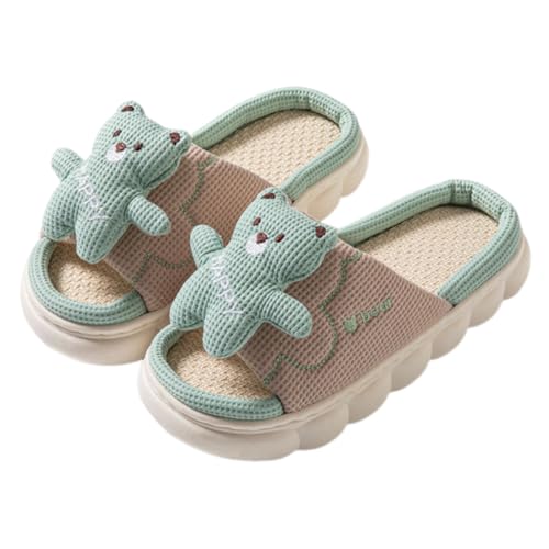 Cute Kawaii Multi Colored Bear Linen Slipper Non-Slip Indoor Slipper