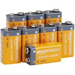 Amazon Basics 8-Pack 9V Long-Lasting Alkaline Batteries for Smoke Detector, Electronics & Audio, Reliable, 5-Year Shelf Life