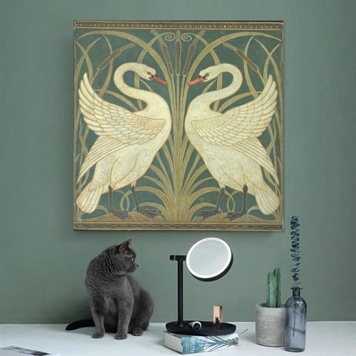 Toile grue Walter et cygnes d'art moderne impression haute definition deco de bureau - 3