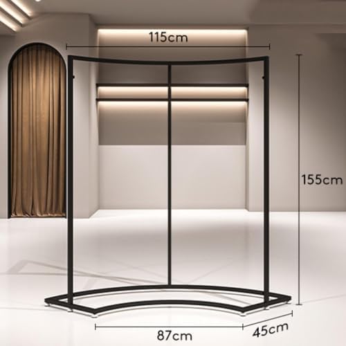Heavy Duty Half Round Clothing Rack - 87cm Portable Metal Garment Display Stand, Curved Retail Hanging Shelf for Stores (Set of 2) - Durable & Stylish Clothing Organizer