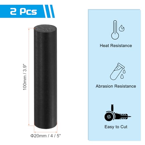 Image of MECCANIXITY ABS Plastic Rod Round Solid Bar 20 mm x 100 mm Black for DIY Model Material, Architectural Model Making, DIY Sand Table, Pack of 2