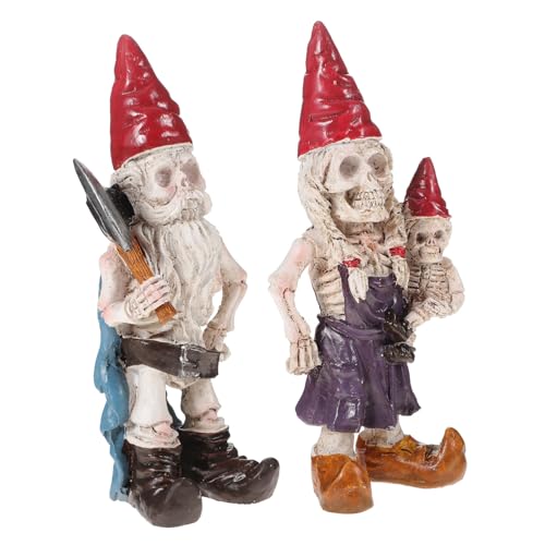 Évitez la décoration d'Halloween banale avec ce crâne nain poupée en résine