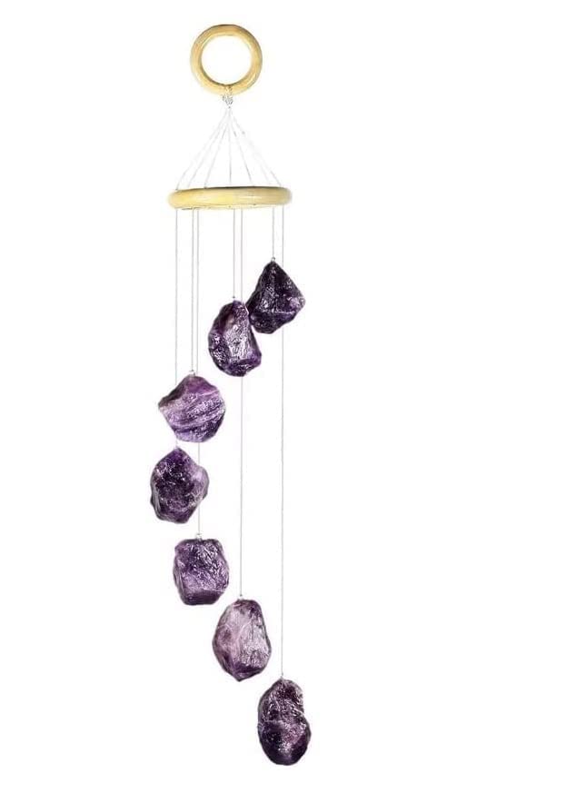 Amethyst Wind Chime,Healing Crystal,7 Crystal Points Gemstone Mobile Wind,Garden Wind Chime Decor,Natural Crystal-image-20