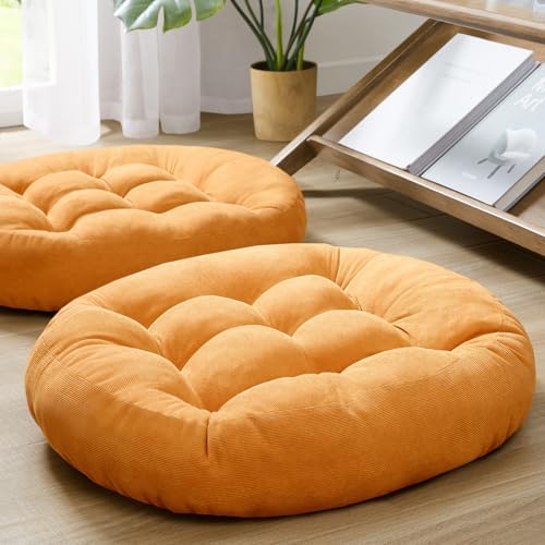 Floor Cushion Pillow Set of 2, Round Large Pillows Seating for Ad...