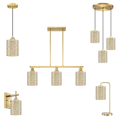 Image of 3 Pack Crystal Replacement Covers Metal Shade Pendant Ceiling Chandelier Wall Sconce Lamp Gold Fixture