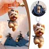 Yorkshire Terrier Hunde-Anhänger, vielseitiger Charm, niedlicher Welpe, Schlüsselanhänger für Auto-Dekoration, Rucksäcke, Partys und Spiegel, festlich, flacher Sammler für Mini-Frauen, Muscheln,