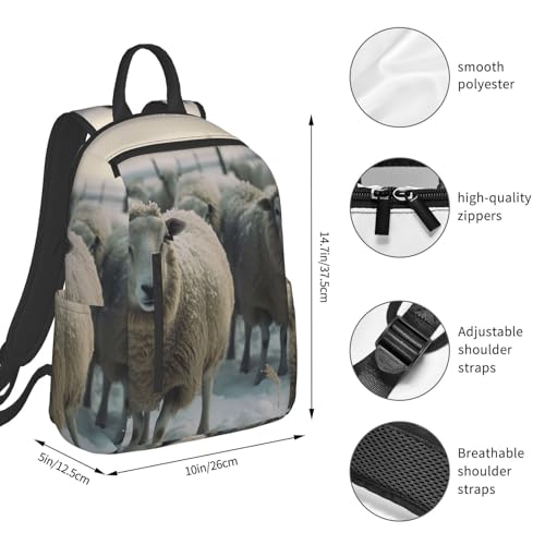 Casual Backpack for Women Men Sheep Are in the Snow Lightweight Daypack Large Capacity Nurse Bag4