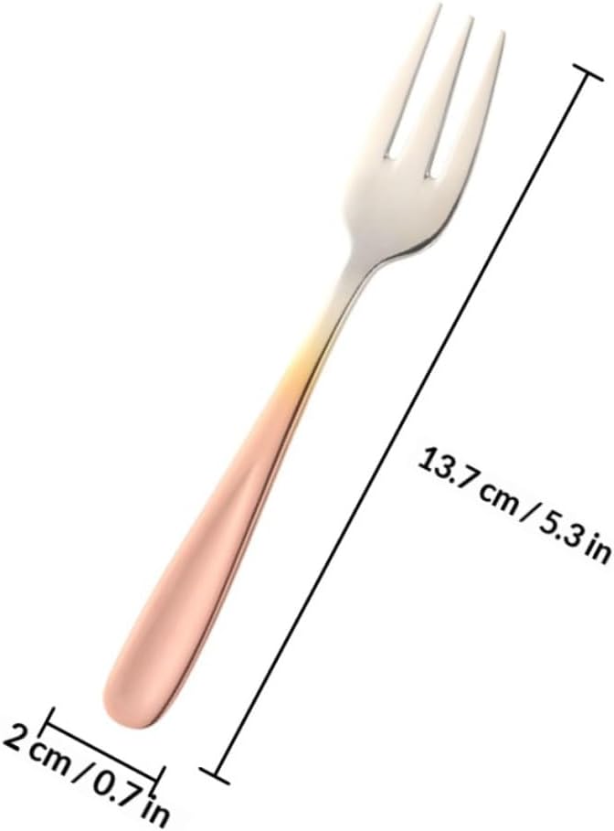 MAGICLULU 4pcs Stainless Steel Dessert Fork Set Small Cake Fruit Forks Gradient Rose Finish for Home Kitchen and Party Appetizers