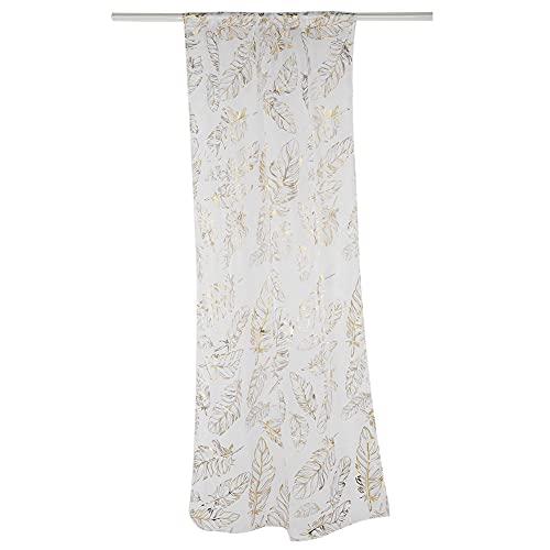 HERCHR Rideau Voilage, Rideaux Voilage Blanc, Rideaux Chambre,Voilage Passe Tringle Blanc doré,Rideauxs de Rideau de Porte de Fenêtre en Tulle pour Salon...