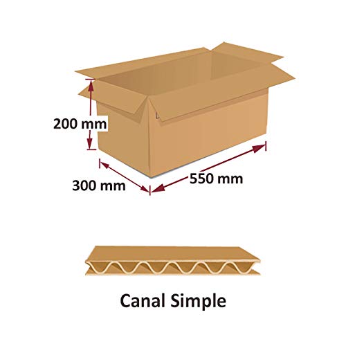 Pack 50 cajas de Cartón simple - 550x300x200mm - Caja para envío, mudanza y almacenaje - Ultraresistentes