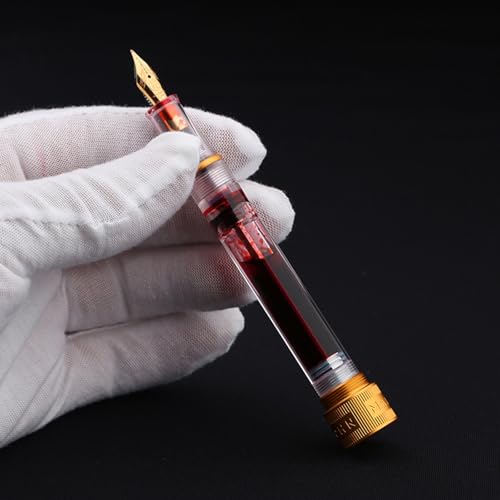 Stylo plume transparent avec pointe fine et système de remplissage à piston