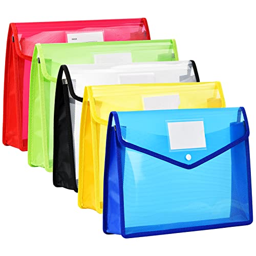 Archivadores Oficina Chstarina 5 Piezas Carpeta de Plástico A4, Bolsas para Documentos, Carpetas Sobre Portafolios, Transparente e Impermeable,...