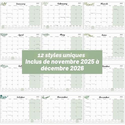 (Allemand) Calendrier mural 2026 A4, calendrier 2026 de janvier 2026 à décembre 2026, aperçu mensuel, calendrier familial, calendrier de l'Avent, planificateur mensuel, pour la maison – vue 7