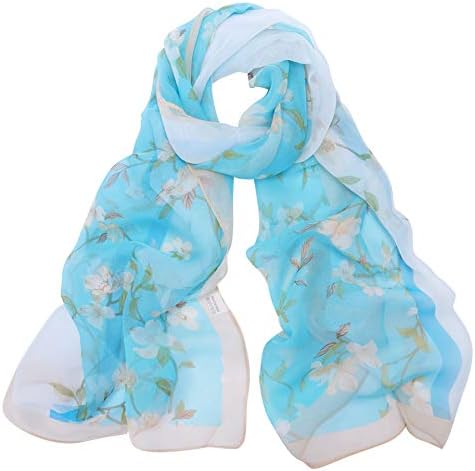 Ladies Floral Chiffon Scarf - Sunscreen Fashion Scarf Flower Print Lightweight Head Scarf Scarves Shawls Wrap For Women