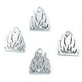 YOOGCORETT 24pcs Charms Flame Fire Pendants Tibetan Silver Alloy Bulk Vintage Charms Pendants Jewelry Making for Necklace Bracelet DIY Craft Findings Supplies Making 18 X 16mm (Ancient Silver)
