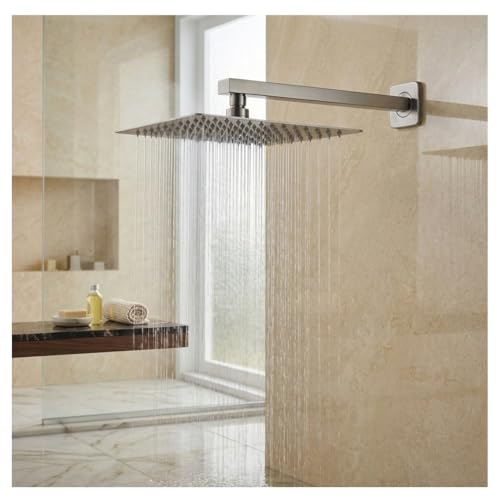 Image of ALTURAS Stainless Steel Square Overhead Shower Rain Shower Head for Bathroom With Arm (4inch shower with12inch arm)