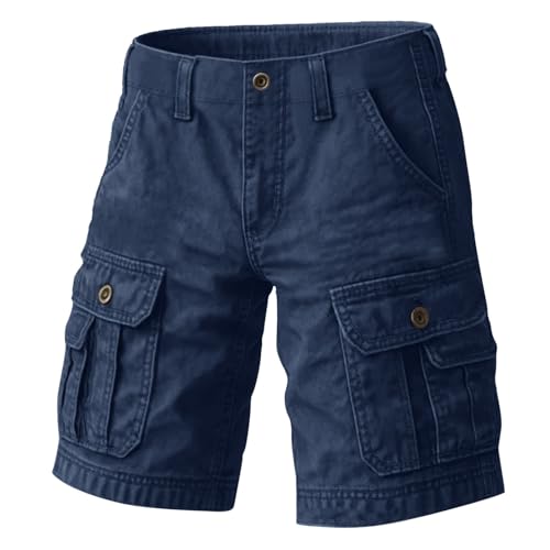 Pantalon Cargo Homme en Coton Léger avec Poches et Taille Élastique