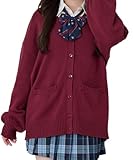 [ウィゴー] だぼ袖 ゆったり スクールカーディガン カーディガン レディース ニット トップス 学生 服 制服 アウター 無地 羽織 女子 通学 高校生 中学生 秋服 ギフト レディース F レッドソノタ