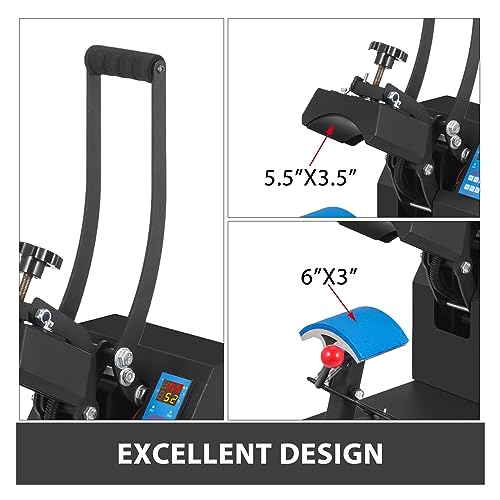Prensa térmica para gorra 5.5 X 3.5 pulg neumática miniatura 5