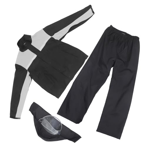 SOESFOUFU Men's Full-body Rain Gear Rain Jacket and Pants Set Motorcycle Riding Rain Suit Waterproof and Windproof Black Grey Xl