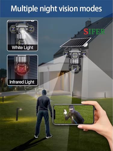 Image of SIFER 5 MP Full HD Triple Lens Solar CCTV Camera | Night Vision | 4g sim Solar CCTV Camera 360 Outdoor | Motion Detection | 2-Way Audio | Cloud & SD Card Supported