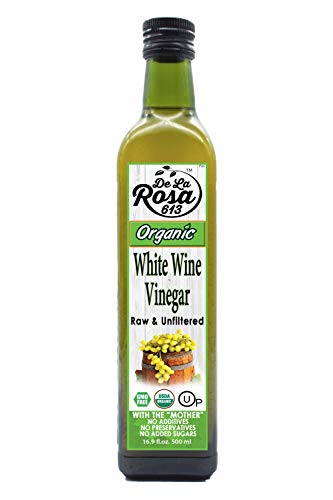 De La Rosa Organic Extra Virgin Olive Oil & White Wine Vinegar, 100% Pure, Raw & Unfiltered, Vegan, Kosher, Non-GMO & Gluten-Free, Great for Salads, Dressings, Marinades and More 16.9 Oz (Pack of 2)
