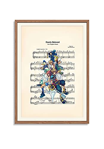 Jarmay Kingdom Hearts Poster Anime Cartoon Sheet Music Art Print Decor Kids Room Canvas Wall Art Aesthetics Decor Poster 12X18 Inch Unframed #TOP4