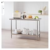 ZCXMNL Edelstahl-Vorbereitungstisch, robuster Metall-Arbeitstisch mit mehreren verstellbaren Höhenstufen, kommerzieller Arbeitsplatz für Küche, Garage, Restaurant, Hinterhof (110 x 40 x 80 cm)