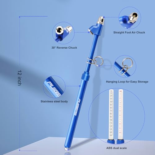 Image of Semi Truck Tire Pressure Gauge,Dual Head Tire Gauge for Tires Pressure Range 150 PSI /10 Bar, Air Pressure Gauge with 4 Caps for Semi Truck, RV, Car, Motorcycle