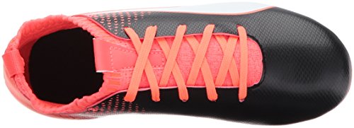 PUMA PUMA Unisex-Child Evoknit FTB Firm Ground Soccer Shoe, Black White Fiery Coral, 5.5 M US Big Kid