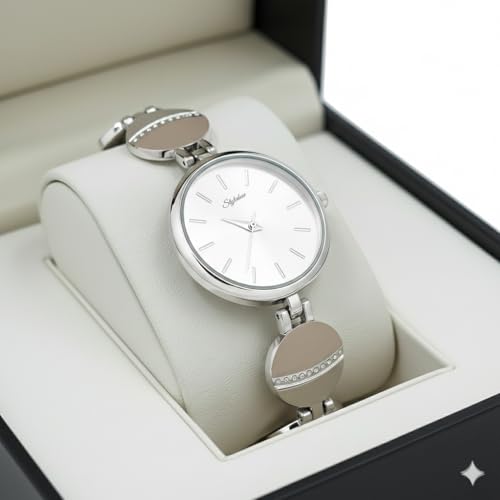 Image of STYLEDOSE Women's Elegant Silver-Tone Bangle Watch Women Analogue Wrist Watches for Women's & Girls&Ladies Diamond Studded Rosegold Stylish Bracelet Strap