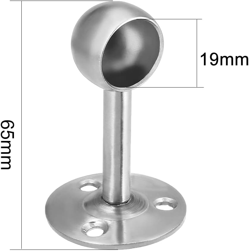 uxcell Wardrobe Pipe Bracket, 19mm Dia, 65mm Height, Ceiling Mounted Rail Rod Support Sockets 2pcs