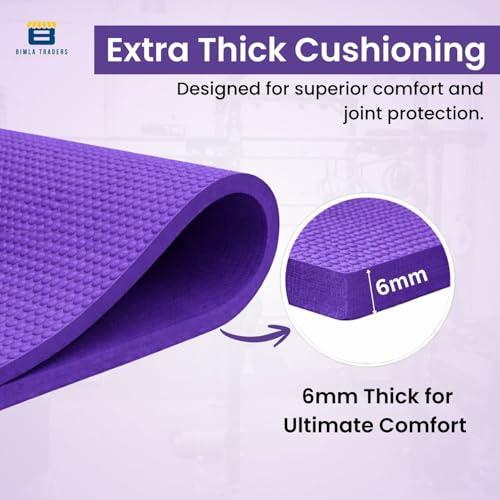 Image of Btag Premium PVC Yoga Mat for Women & Men | Anti-Slip Exercise & Gym Mat for Home Workouts | Lightweight & Durable | 6 mm (Purple)